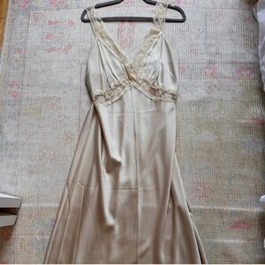 Satin Slip Dress with Lace Detail